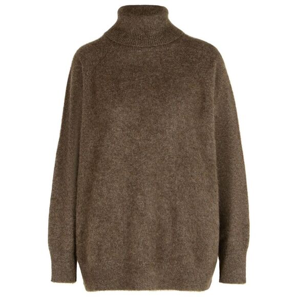 P.A.R.O.S.H. 'Lacoon' Turtleneck Sweater In Brown Fur Or Horsehair Women